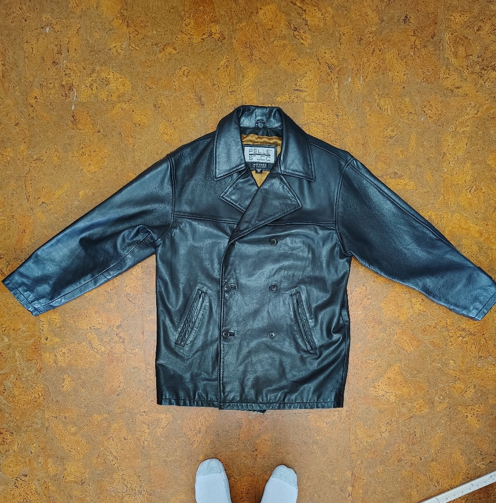 Vtg Vintage 90s Leather Pea Coat Wilson's Leather